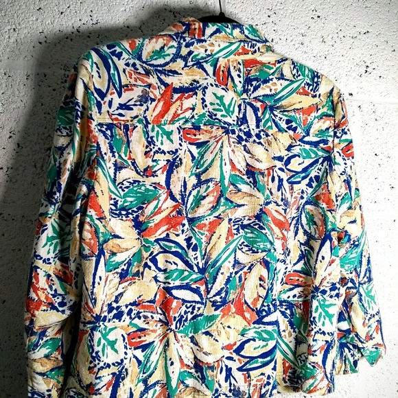 Coldwater Creek Sz Medium Linen Floral Jacket Coat - Picture 6 of 8
